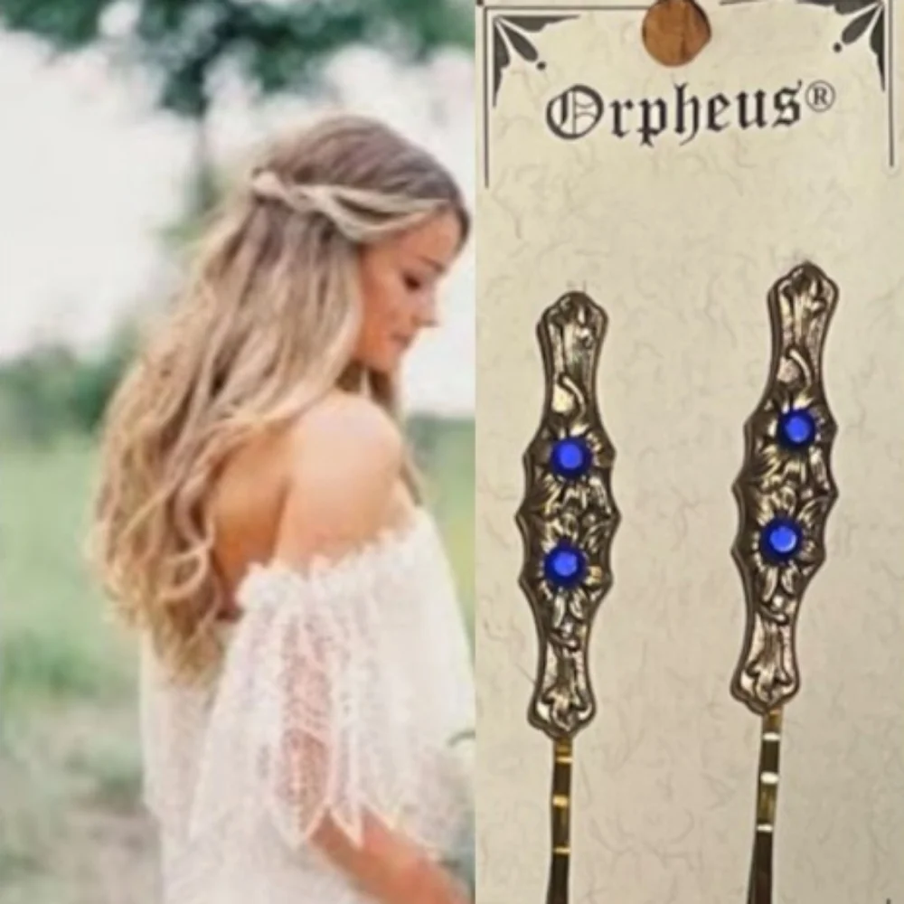 Hair Clip Gemstone Bobby Pin Reproduction Romantic Vintage Style Hair Jewelry